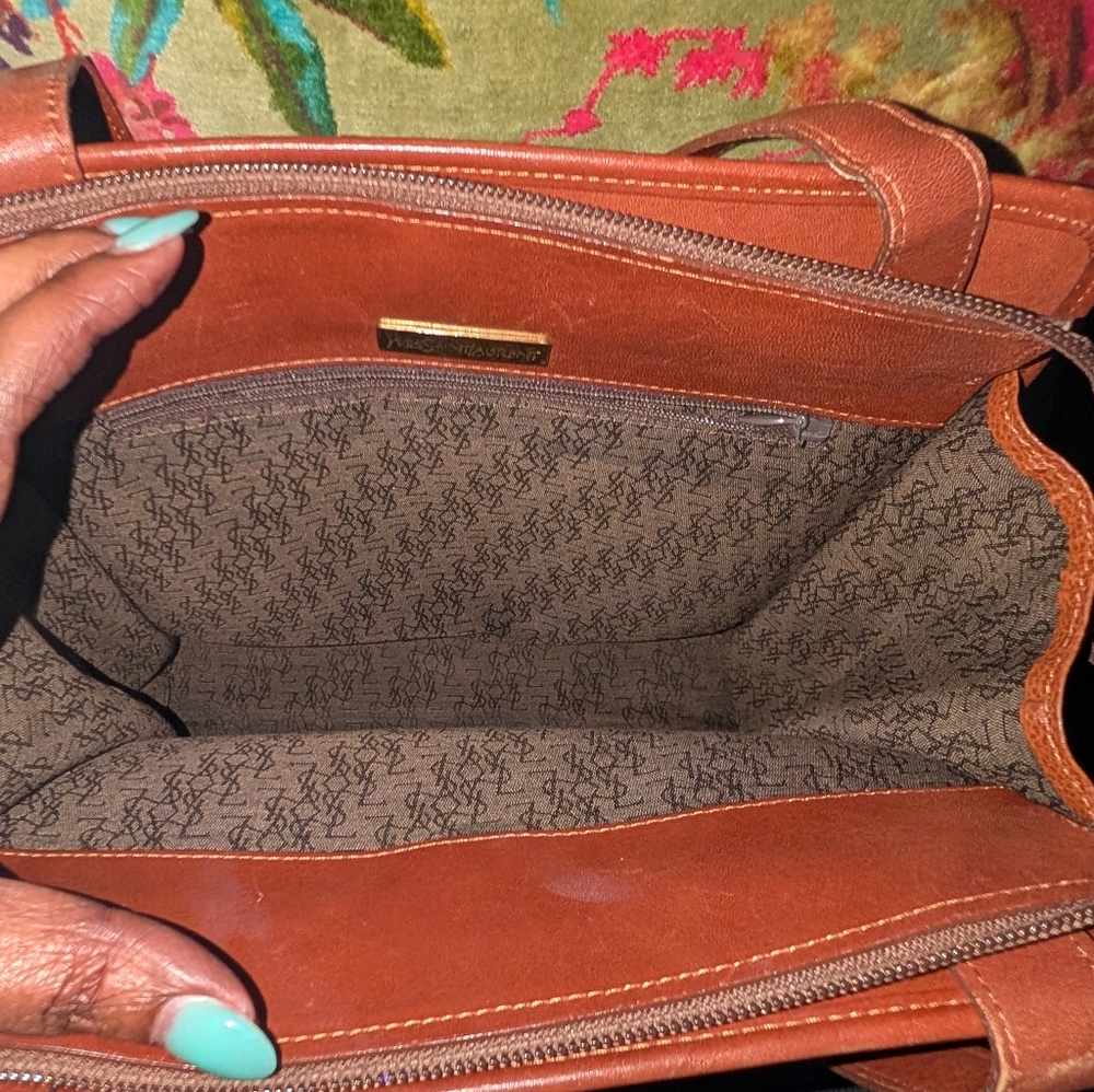 YSL Brown Leather Tote/Shoulder Bag - Picture 10 of 13